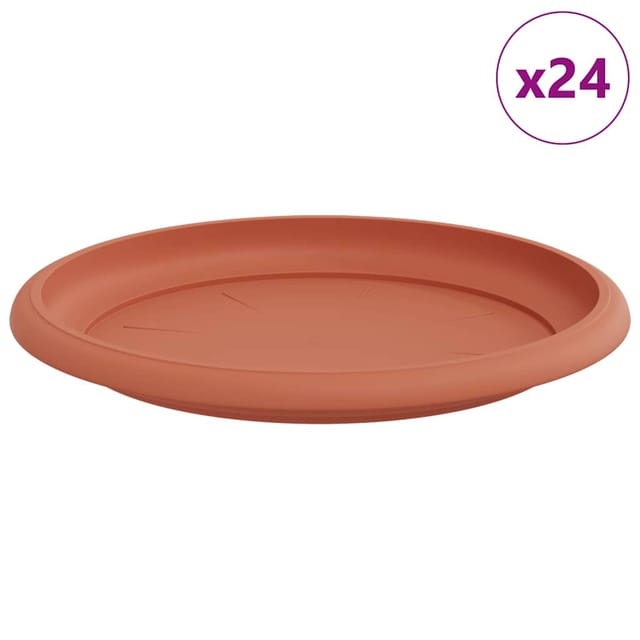 vidaXL Runde Blumenplatte 24 Stk Ziegelrot Ø 14 x 2 cm Kunststoff 42020315