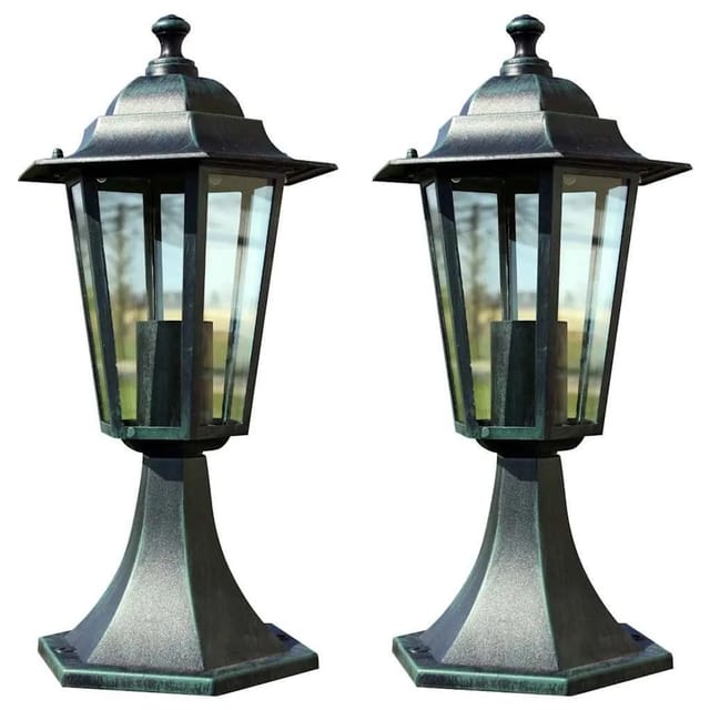 vidaXL Gartenlaternen 2 Stk Dunkelgrün/Schwarz Aluminium 3057507