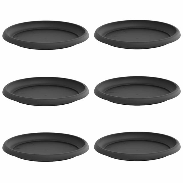 vidaXL Runde Blumenplatte 6 Stk Schwarz Ø 14 x 2 cm Kunststoff 42020311
