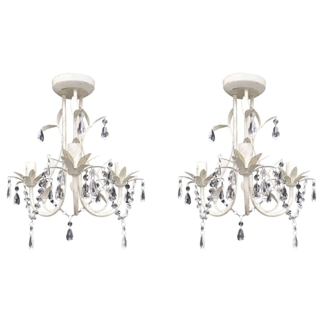 vidaXL Kristall-Deckenleuchte Kronleuchter 2 Stk Elegantes Weiß 278738