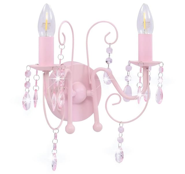 vidaXL Wandleuchte mit Perlen Rosa 2 x E14-Fassungen 281592