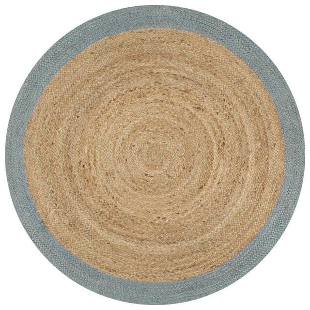 vidaXL Teppich Handgefertigt Jute mit Olivgrünem Rand 90 cm 133680
