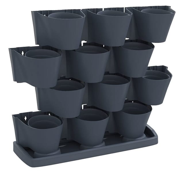 vidaXL 12 Tlg Vertikales Pflanzgefäße-Set Anthrazit Polypropylen 152206