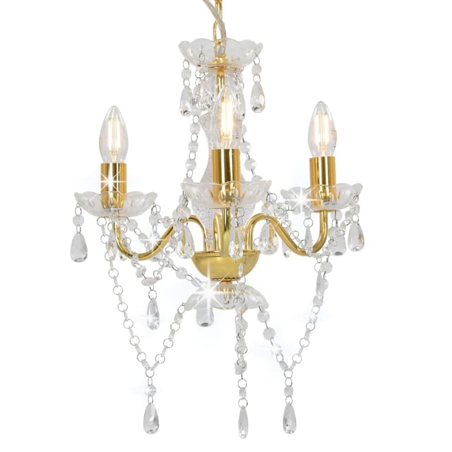 vidaXL Kronleuchter mit Perlen Goldfarben Rund 3xE14 281600