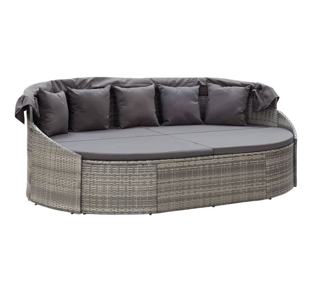 vidaXL Outdoor-Loungebett mit Dach Grau 46093