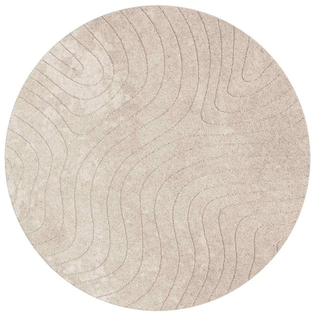 vidaXL Bereichsteppiche Rund PALMERAS Beige Ø 200 CM Polyester 42022647