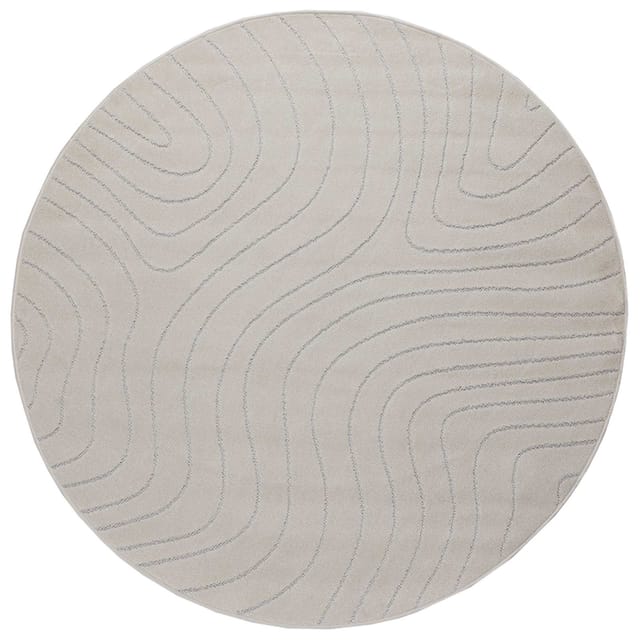 vidaXL Bereichsteppiche Rund PALMERAS Creme Ø 200 CM Polyester 42022634