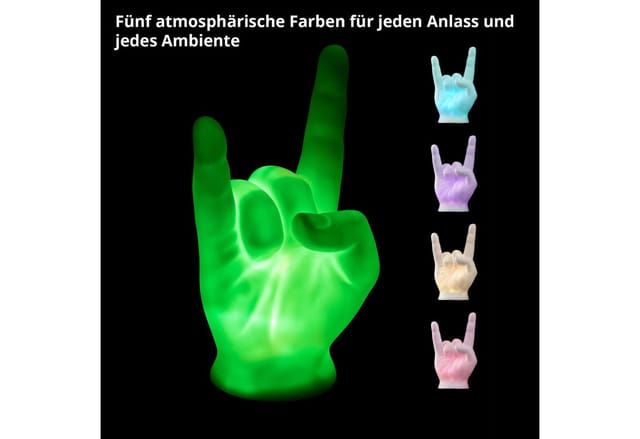 VERDOBA Deko LED Rockfaust Akku Lampe Metal Hand Zimmer Dekoration mit 5 Wechselnden RGB Farben Ca. 10 x 17 x 7 cm