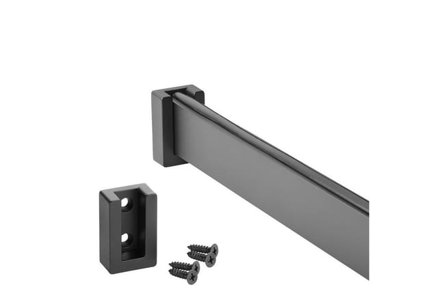 SOTECH Aluminium Schrankrohr 1000 x 30 x 12 mm mit Gummiauflage und Schrankstangenlager Schwarz Matt Eloxiert