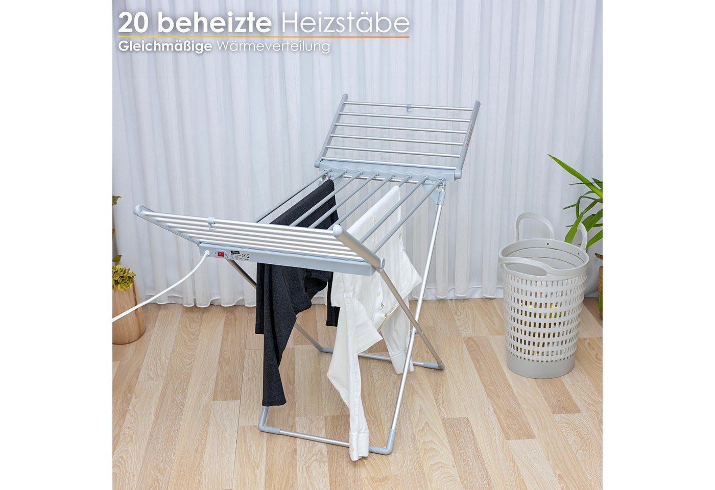 Zilan ZLN-2060 Wäscheständer Elektrisch Beheizbar 12m Aufhängemöglichkeiten Bild 2