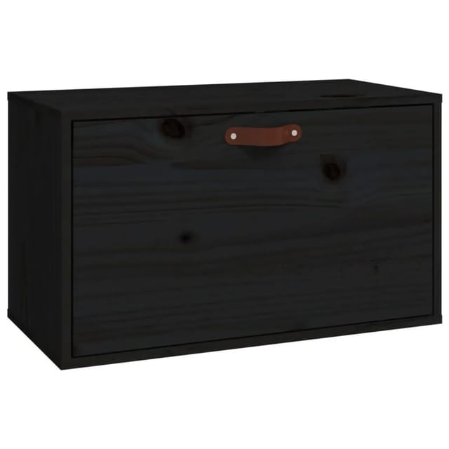 vidaXL Wandschrank Schwarz 60x30x35 cm Massivholz Kiefer 818354
