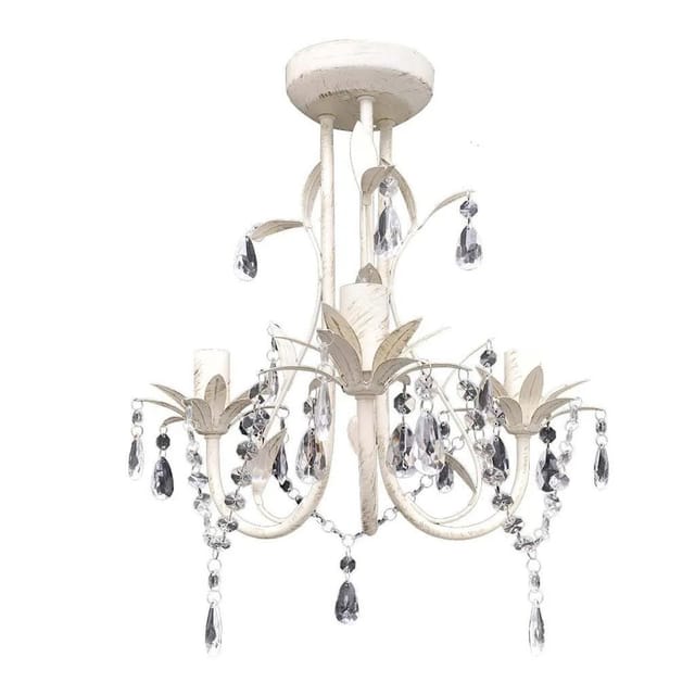vidaXL Kronleuchter Pendelleuchte Kristall Lampe Lüster Leuchte weiß 240686