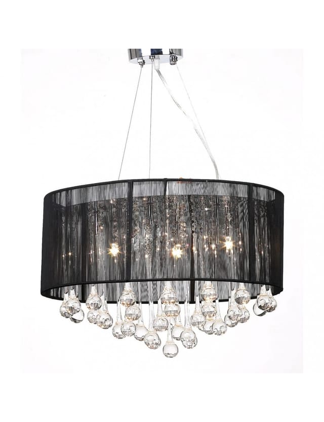 vidaXL Kristall Kronleuchter mit 85 Echten Glas Kristallen Schwarz 60344