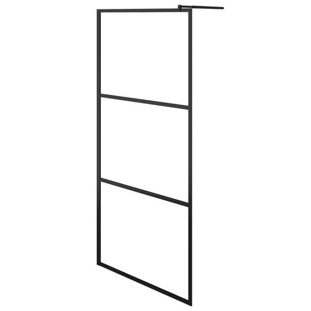 vidaXL Duschwand für Begehbare Duschen ESG-Klarglas Schwarz 100x195 cm 149150