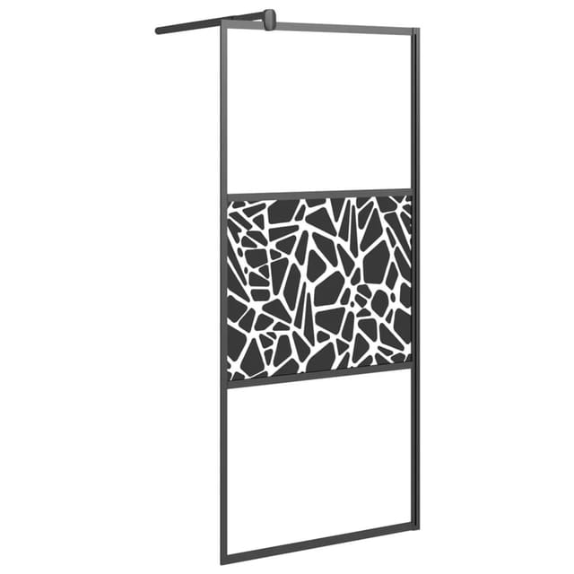 vidaXL Duschwand für Walk-In Dusche 90x195 cm ESG Steindesign Schwarz 151881