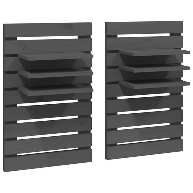 vidaXL Wand-Nachttische 2 Stk Grau Massivholz Kiefer 824765