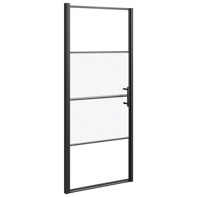 vidaXL Duschtür 91x195 cm Halbmatt Hartglas Schwarz 151866
