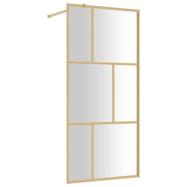 vidaXL Duschwand für Begehbare Dusche mit ESG Klarglas Golden 90x195cm 154955