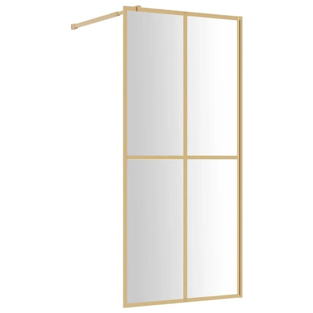vidaXL Duschwand für Begehbare Dusche mit ESG Klarglas Golden 80x195cm 154943