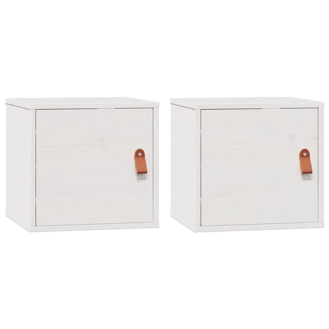 vidaXL Wandschränke 2 Stk Weiß 31,5x30x30 cm Massivholz Kiefer 818358