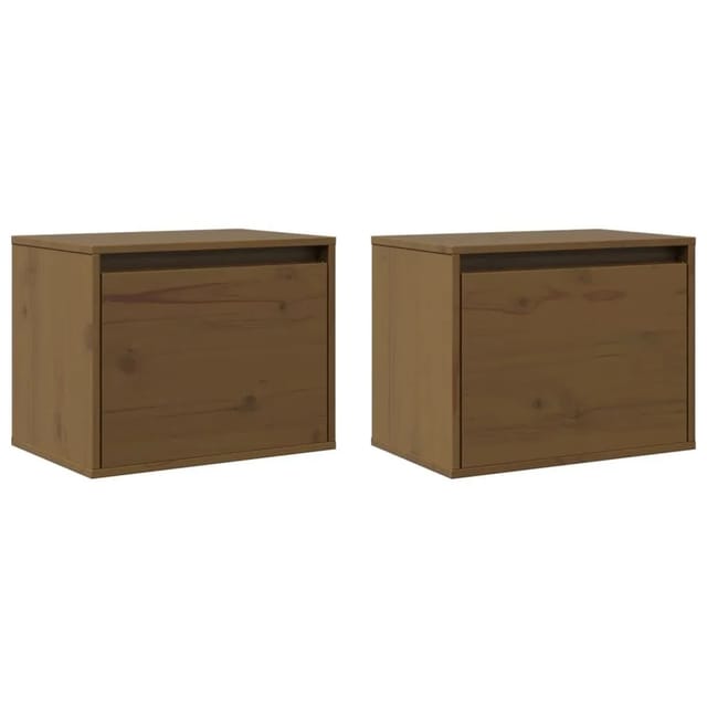 vidaXL Wandschränke 2 Stk Honigbraun 45x30x35 cm Massivholz Kiefer 813442
