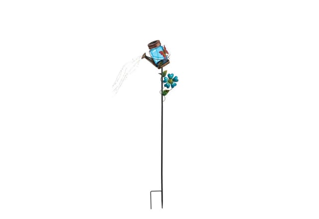Marelida LED Solar Gießkanne Wasserfalleffekt Solarglas Mit Schmetterling Gartenstecker