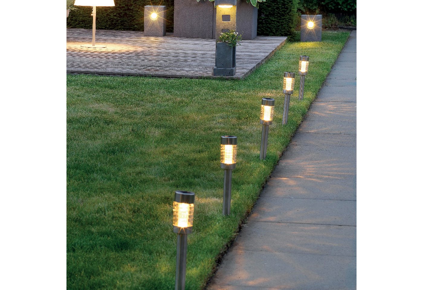 Marelida LED Solar Wegleuchte Erdspieß Edelstahl Solarleuchten Garten Balkon 1Stück Bild 2