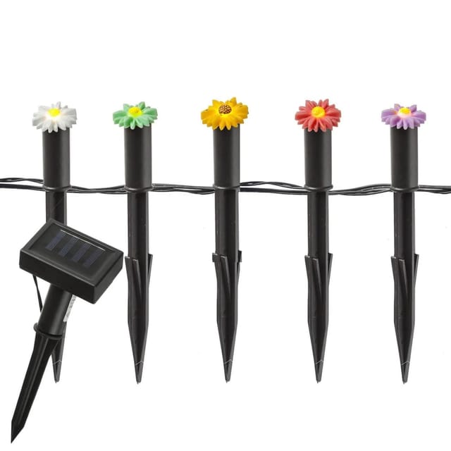 Marelida LED Solar Lichterkette Blumen Gartenstecker Beetstecker Stabbeleuchtung Sensor