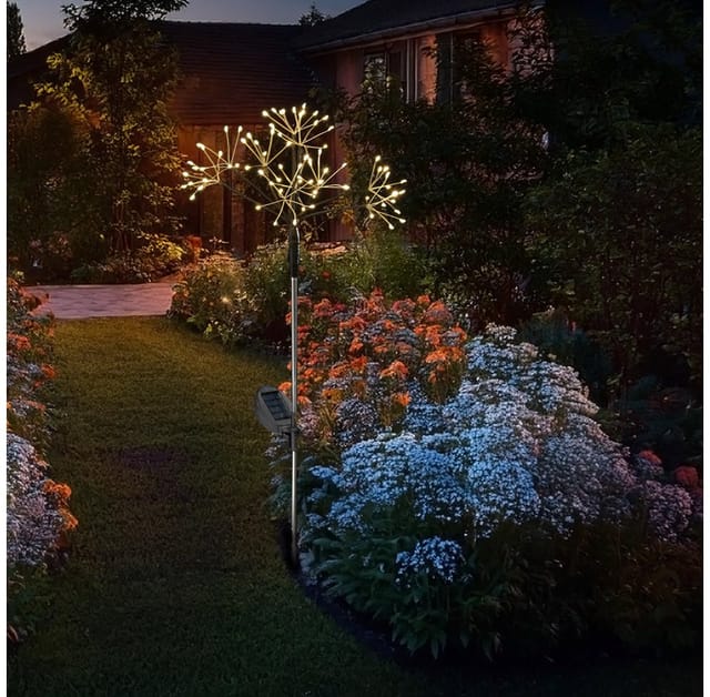 Marelida LED Solarstab Feuerwerk Gartendeko Gartenstecker Solarleuchte Sensor Schwarz