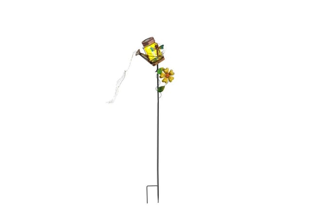 Marelida LED Solar Gießkanne Wasserfalleffekt Deko Solarglas Mit Libelle Gartenstecker