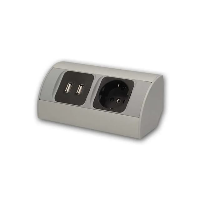 Orno Aufbau-Steckdose 1-fach + 2x USB Schwarz Silber 230V 3680W