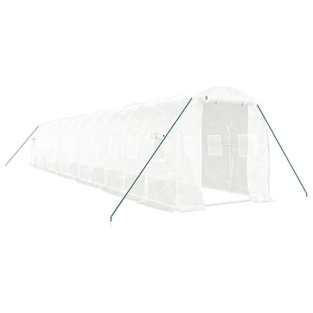 vidaXL Gewächshaus mit Stahlrahmen Weiß 24 m² 12x2x2 m 3188032