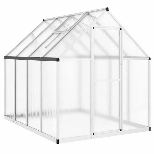 vidaXL Gewächshaus mit Fundamentrahmen Silber 224x169x195cm Aluminimum 4005834