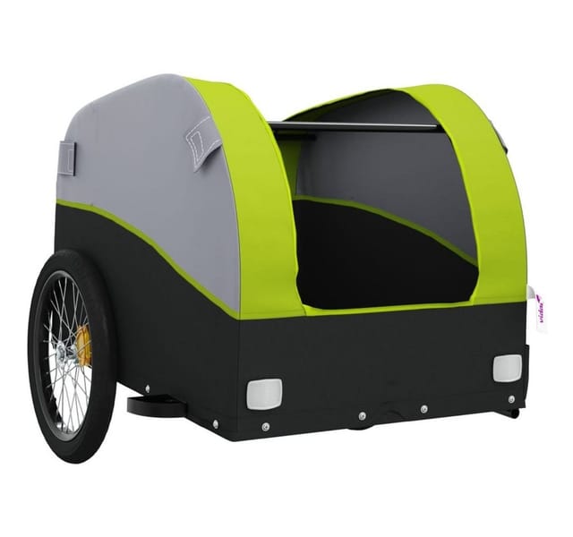vidaXL Fahrradanhänger Schwarz und Grün 45 kg Eisen 94130