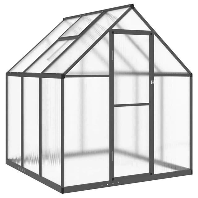vidaXL Gewächshaus mit Fundamentrahmen Anthrazit 169x169x195 cm Alu 4005830