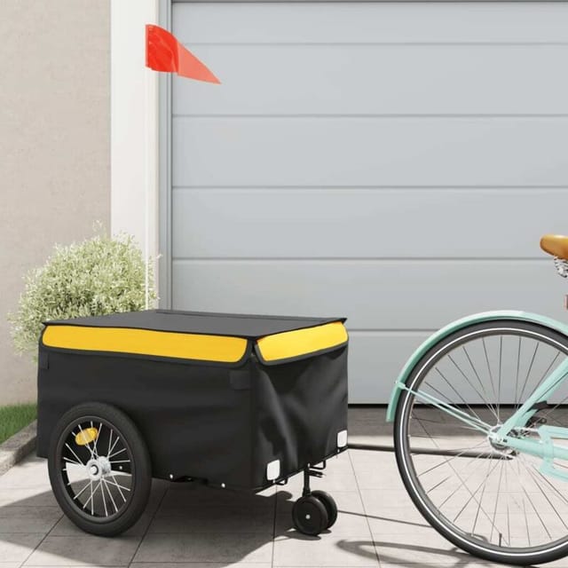 vidaXL Fahrradanhänger Schwarz und Gelb 45 kg Eisen 94106