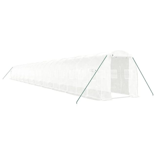 vidaXL Gewächshaus mit Stahlrahmen Weiß 44 m² 22x2x2 m 3188037