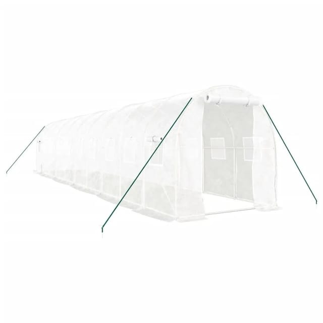 vidaXL Gewächshaus mit Stahlrahmen Weiß 20 m² 10x2x2 m 3188031