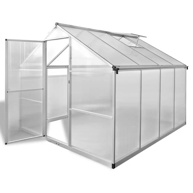vidaXL Gewächshaus mit Fundament Verstärkt Aluminium 6,05 m² 41318