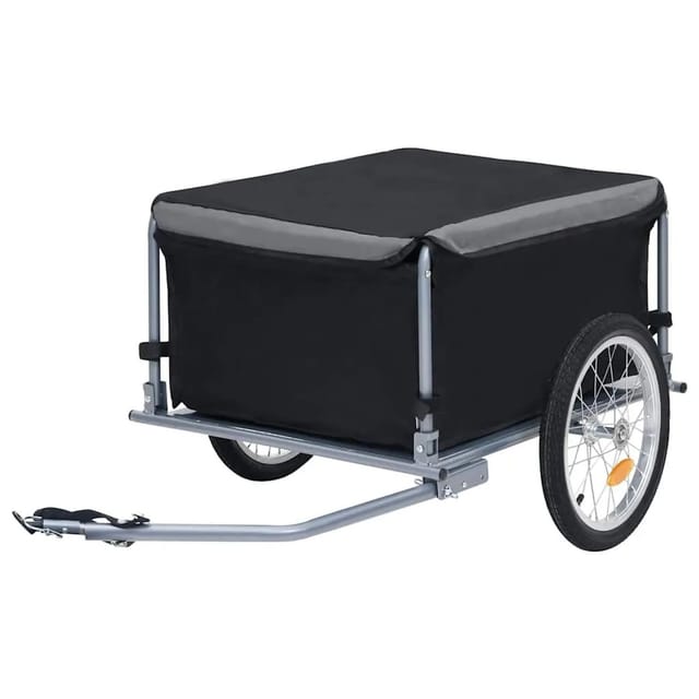 vidaXL Fahrradanhänger Schwarz und Grau 65 kg 92590