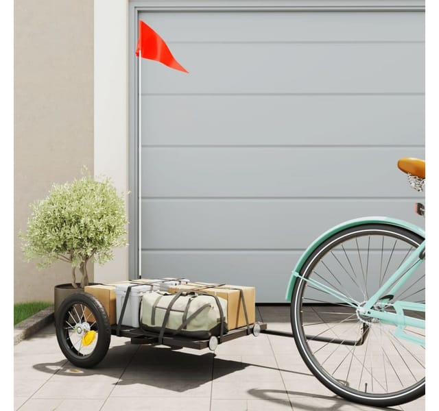 vidaXL Fahrradanhänger Schwarz 122x53x28 cm Eisen 94204