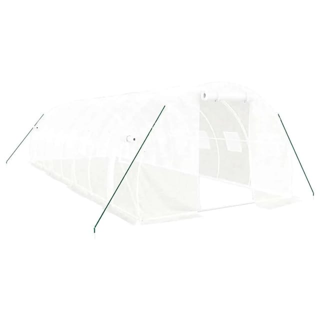 vidaXL Gewächshaus mit Stahlrahmen Weiß 24 m² 8x3x2 m 3188052