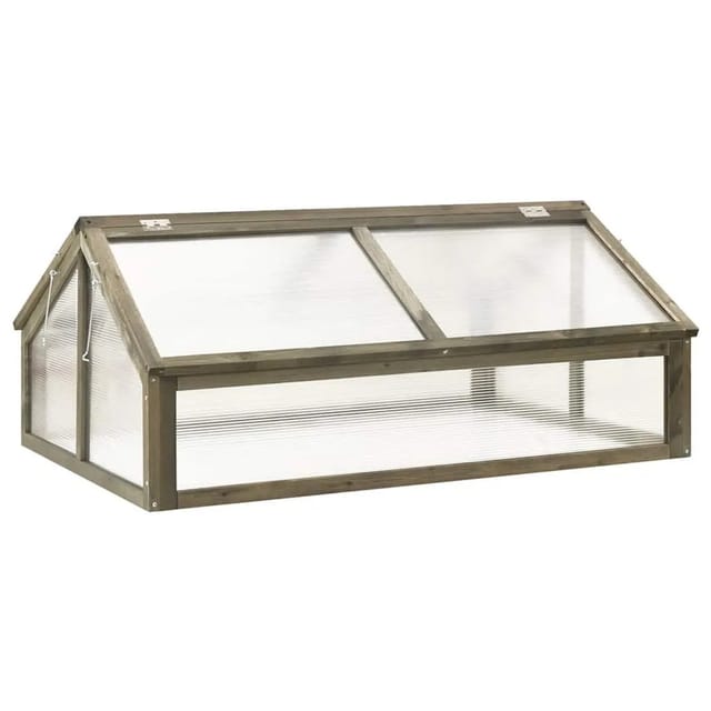 vidaXL Gewächshaus Grau 114x80x50 cm Tannenholz 316416