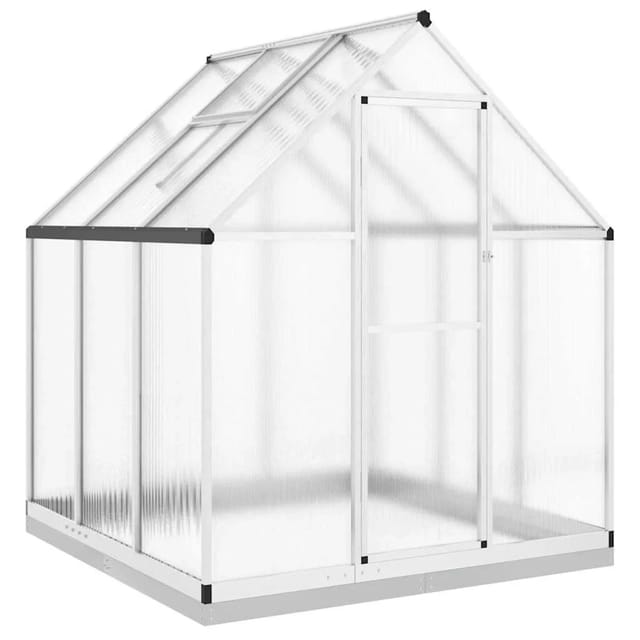 vidaXL Gewächshaus mit Fundamentrahmen Silbern 169x169x202 Aluminimum 4005831