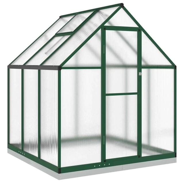 vidaXL Gewächshaus mit Fundamentrahmen Grün 169x169x202 cm Aluminimum 4005832