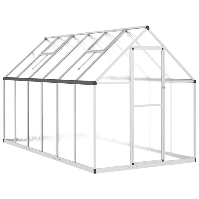 vidaXL Gewächshaus mit Fundamentrahmen Silber 334x169x195cm Aluminimum 3266326