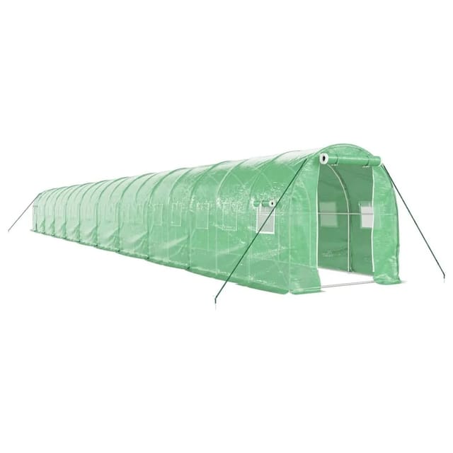 vidaXL Gewächshaus mit Stahlrahmen Grün 40 m² 20x2x2 m 3188025