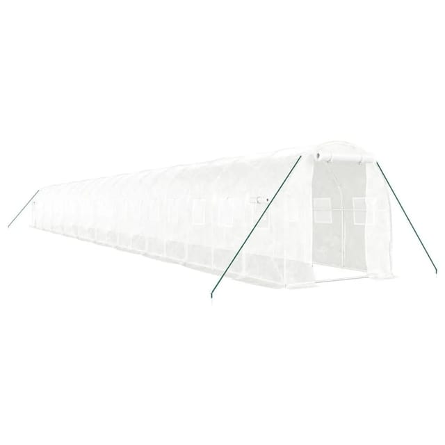 vidaXL Gewächshaus mit Stahlrahmen Weiß 40 m² 20x2x2 m 3188036