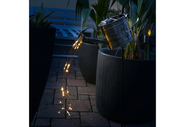 Marelida LED Solar Gießkanne Mit Erdspieß Wasserfalleffekt Deko Solarleuchte Für Garten