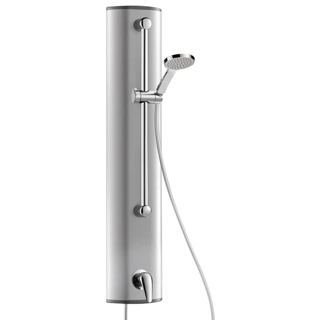 Delabie Duschelement aus Aluminium mit Einhebelmischer, Anschluss oben, mit Handbrause